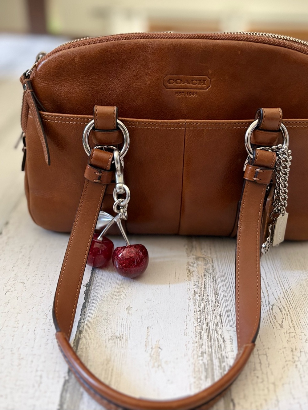 Vintage Coach Bonnie Satchel 12695 British Tan Leather Bag Y2K Charm - Picture 2 of 8
